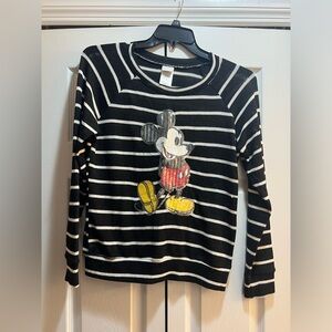 Black and white knit Mickey Mouse top